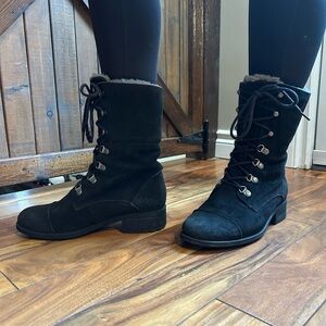 UGG Black Lace-Up Suede Boots